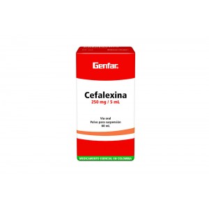 Cefalexina 250 Mg/ 5 Ml Polvo para suspensión Frasco X 60 Ml 