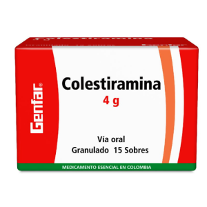 colestiramina 4 mg caja x 15 sobres