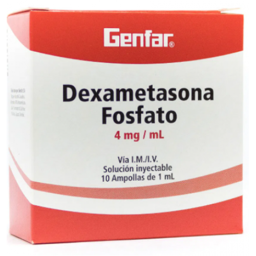 Dexametasona Fosfato 4Mg/Ml Solución inyectable Caja X 10 Ampollas de 1 Ml