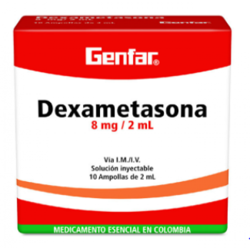 Dexametasona 8Mg/ 2Ml Solución inyectable Caja X 10 Ampollas 
