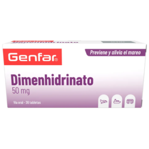 dimenhidrinato 50 mg caja x 36 tabletas