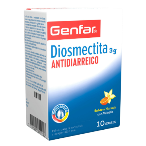 diosmectita 3g sabor naranja con vainilla caja x 10 sobres