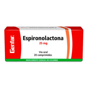 Espironolactona 25 Mg Caja X 20 Tabletas 