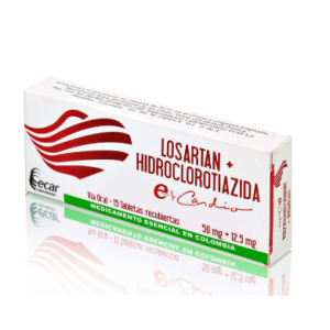 losartan - hidroclorotiazida 50/125 mg x 15 tabletas