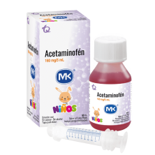 Acetaminofén niños 160 Mg/ 5 Ml solución oral sabor frutos rojos Frasco X 90 Ml (incluye jeringa dosificadora)