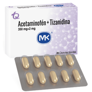 Acetaminofén + Tizanidina Mk 350 Mg/ 2 Mg Caja X 20 Cápsulas 