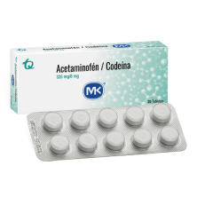 Acetaminofén + codeína 325Mg/8Mg Caja X 20 tabletas