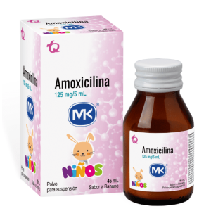 Amoxicilina Niños 125 Mg/ 5 Ml polvo para reconstituir a suspensión oral sabor banano Frasco X 45 Ml