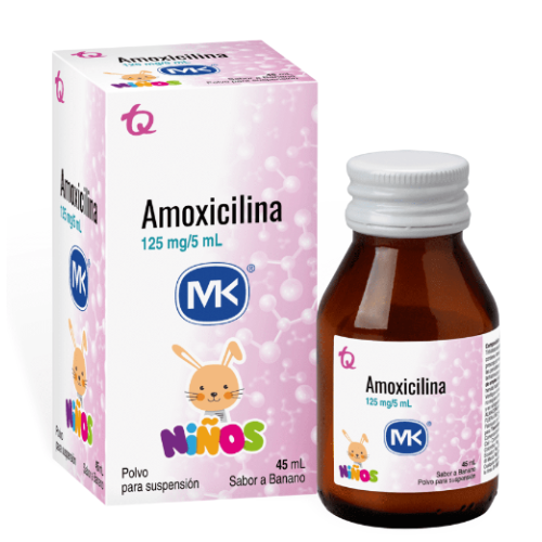 Amoxicilina Niños 125 Mg/ 5 Ml polvo para reconstituir a suspensión oral sabor banano Frasco X 45 Ml