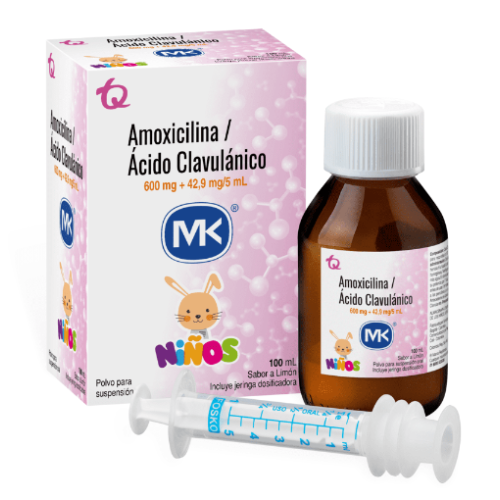 Amoxicilina/ Ácido clavulánico polvo para suspensión oral 600 mg+ 42.9 mg/ml Frasco X 100 Ml