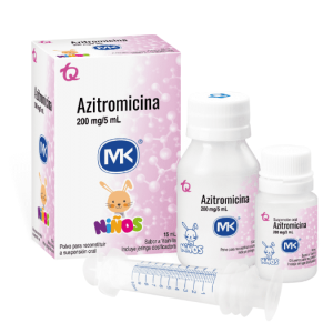 Azitromicina Mk Niños 200 Mg/ 5 Ml polvo para reconstituir a suspensión oral sabor vainilla Frasco X 15 ML