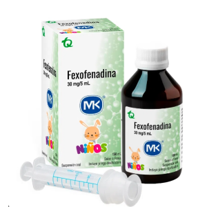 Fexofenadina Niños 30 Mg/ 5 Ml sabor a fresa suspensión oral Frasco X 150 Ml (incluye jeringa dosificadora)