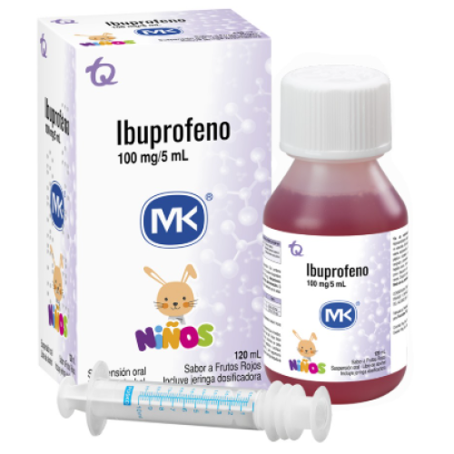 Ibuprofeno Niños 100 Mg/5Ml suspensión oral sabor Frutos rojos Frasco X 120 Ml 