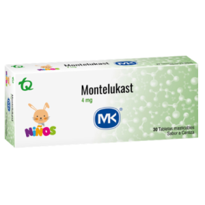 Montelukast Niños MK 4 miligramos sabor cereza Caja X 30 tabletas Masticables