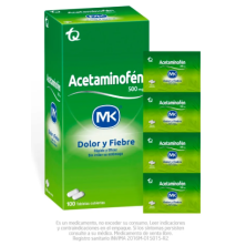 Acetaminofén Mk 500 Miligramos X 100 Tabletas