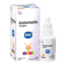 Acetaminofén 100 mg/ml Niños gotas sabor tutti frutti frasco x 30 ml 