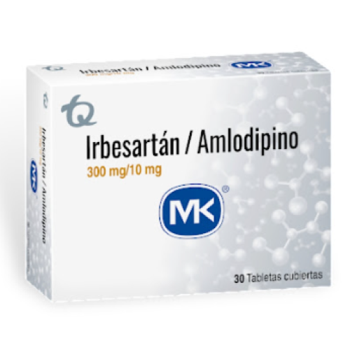Irbesartán / Amlodipino Mk 300/10 Mg X 30 Tabletas cubiertas