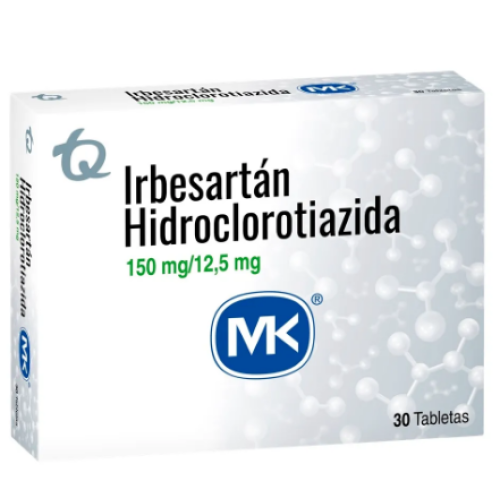 irbesartán/hct mk 150 mg + 12.5 mg x 30 tabletas