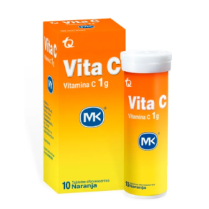 Vitamina C MK 1 gramo efervescente sabor naranja X 10 tabletas