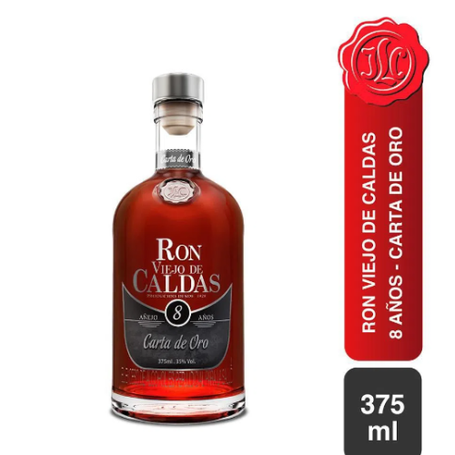 Ron viejo de caldas 8 Años Carta de oro Botella X 375 Ml 