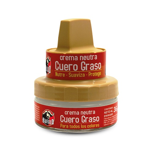 Búfalo Crema Neutra cuero graso  Para todos los colores Frasco X 36 Gramos 