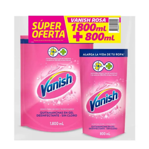 vanish rosa doypack x 1800 ml + 800 ml