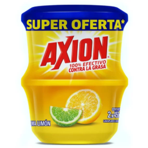 Axion Lima Limón contra la grasa lavaplatos en crema Oferta 2 Potes X 450 Gramos