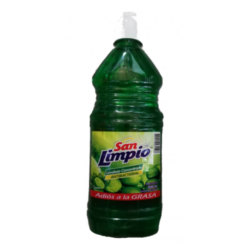 San limpio Lava loza Liquido concentrado Limón Frasco X 500 Ml 