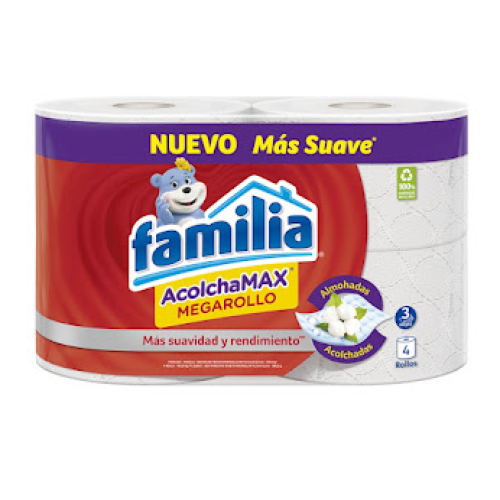 Papel Higiénico Familia Acolcha Max Mega rollo Paquete X 4 Unidades 