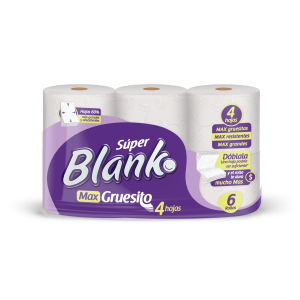 Papel Higiénico Super Blanko Max Gruesito 4 hojas Paquete X 6 Rollos 