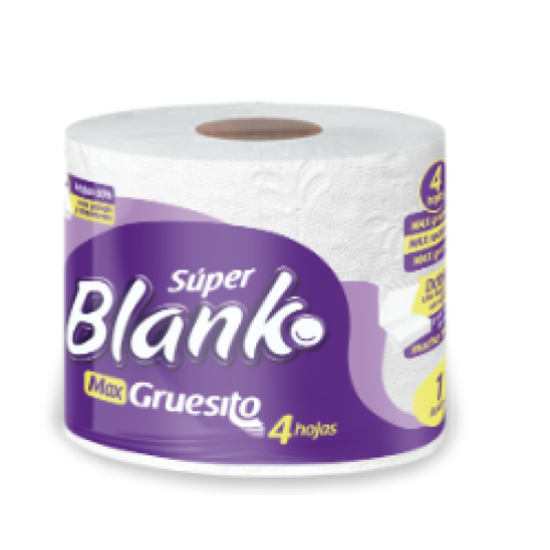 Papel Higiénico Super Blanko Max Gruesito 4 hojas Paquete X 1 Rollo 