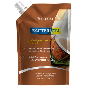 Bacterion Jabón liquido para manos Coco & vainilla Doy pack X 500 Ml 