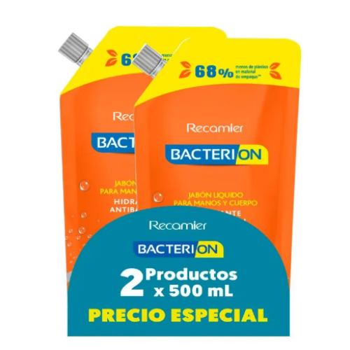 bacterion jabón líquido antibacterial duo x 500 ml
