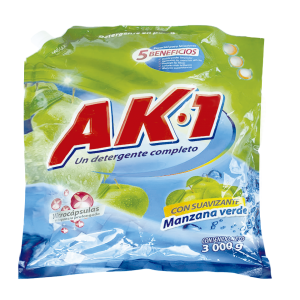 AK-1 Detergente en polvo manzana verde con suavizante Bolsa X 3000 Gramos 