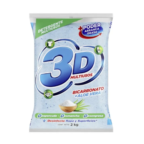 3d multiusos detergente en polvo x 2 kg