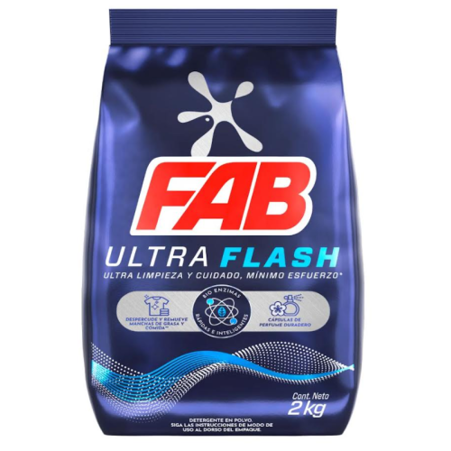 Fab Ultra flash detergente en polvo Bolsa X 2 Kg