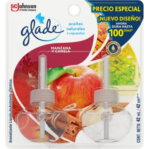 Glade manzana y canela Aromatizante liquido 2 Repuestos X 42 Ml 