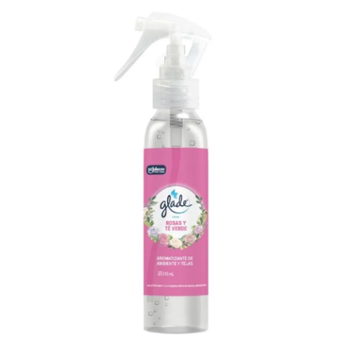 Glade Spray rosas y té verde Aromatizante de ambiente y telas Frasco x 145 ml 