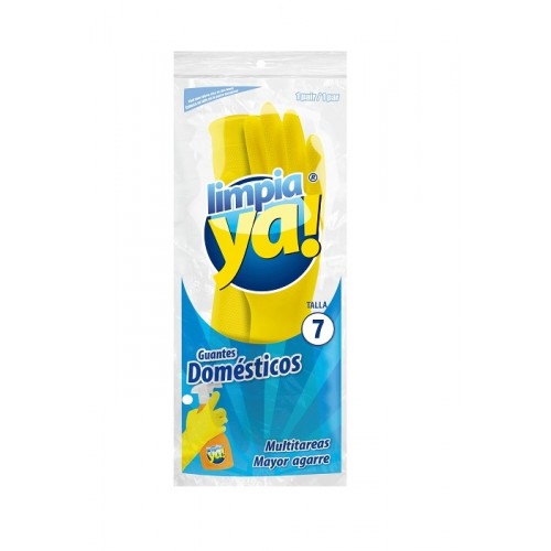 Limpia Ya! Guantes domésticos amarillo Talla 7 Paquete X 1 Par 