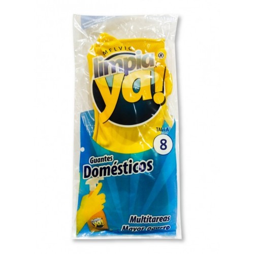 Limpia Ya! Guantes domésticos amarillo Talla 8 Paquete X 1 Par 