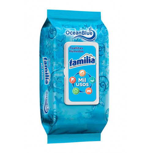 Familia Paños Humedos Mil Usos OceanBlue Paquete X 40 Unidades 