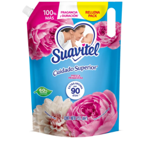 Suavitel cuidado superior fresca primavera Rellena pack X 1.5 Litros 