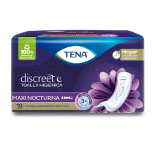 Tena Toallas Mujer  Maxi Nocturna Paquete X 10 Unidades 