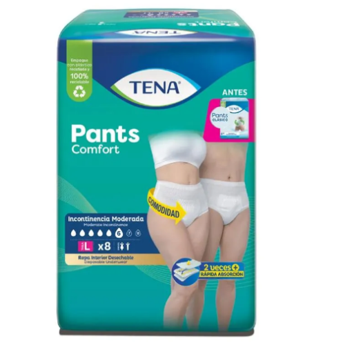 Tena Pants Clásico incontinencia moderada Talla L Paquete X 8 Unidades 