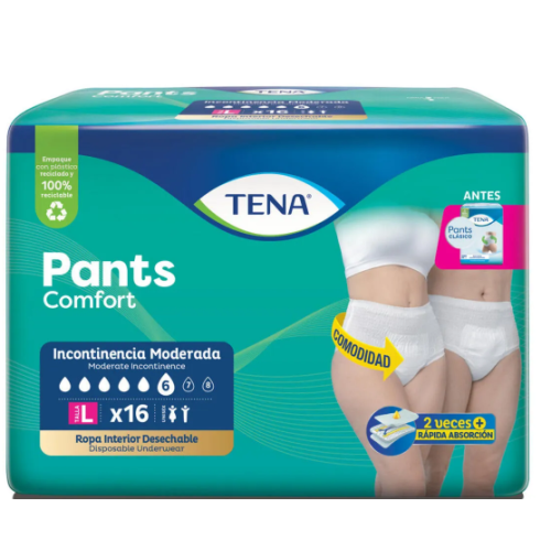 Tena Pants Clásico Talla L Incontinencia moderada Paquete X 16 Unidades 