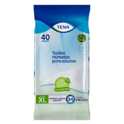 Toallas Húmedas Tena para adultos XL Paquete X 40 unidades 
