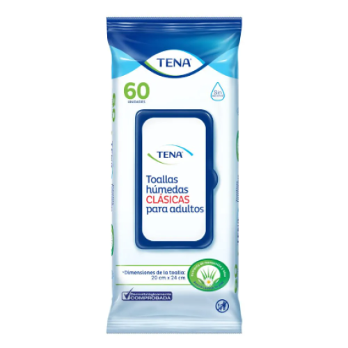 Toallas Húmedas clásicas Tena para adultos Paquete X 60 unidades 