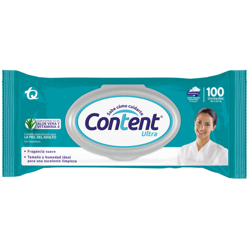 Toallas Húmedas Content Ultra sin Alcohol Paquete X 100 Unidades 