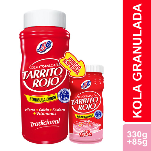 Tarrito Rojo Tradicional Oferta frasco X 330 Gramos + tarrito rojo fresa 85 Gramos 