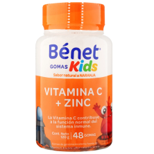 Bénet Gomas Kids Vitamina C + Zinc Sabor natural a Naranja Frasco X 48 Gomas (120gr)
